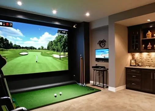 basement golf simulator