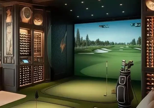 High-end basement golf simulator