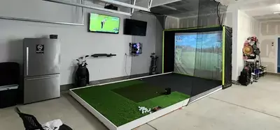 cool garage golf simulator
