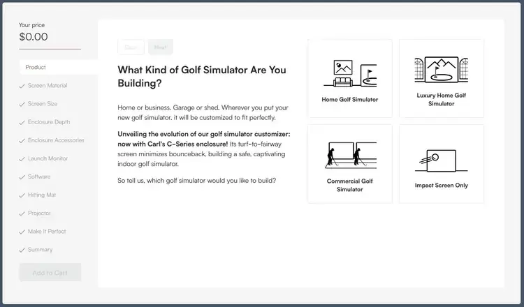 Golf Simulator Design Tool