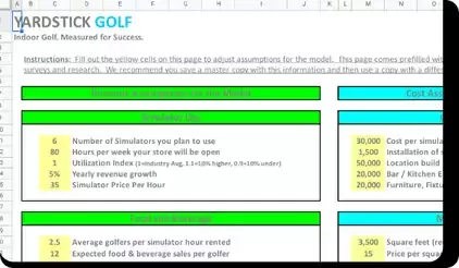 Indoor golf startup model